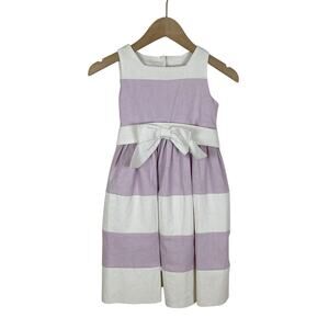 Vintage Hartstrings Lavender Purple and White Striped Dress Girls 4T